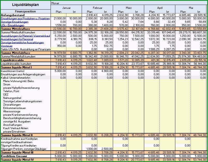 businessplan vorlage excel