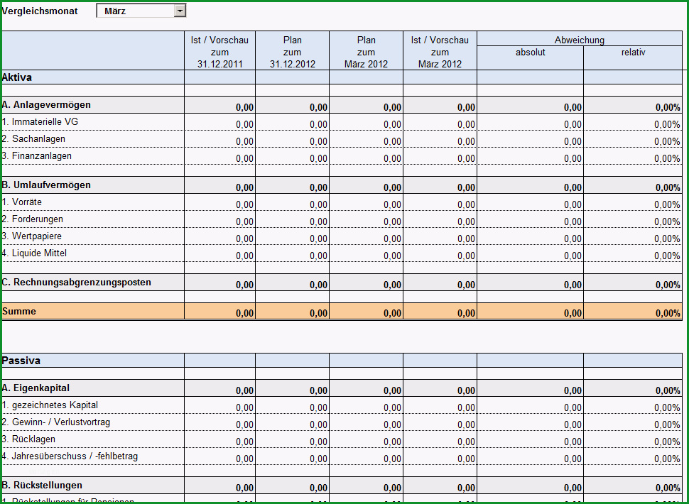 controlling excel vorlage