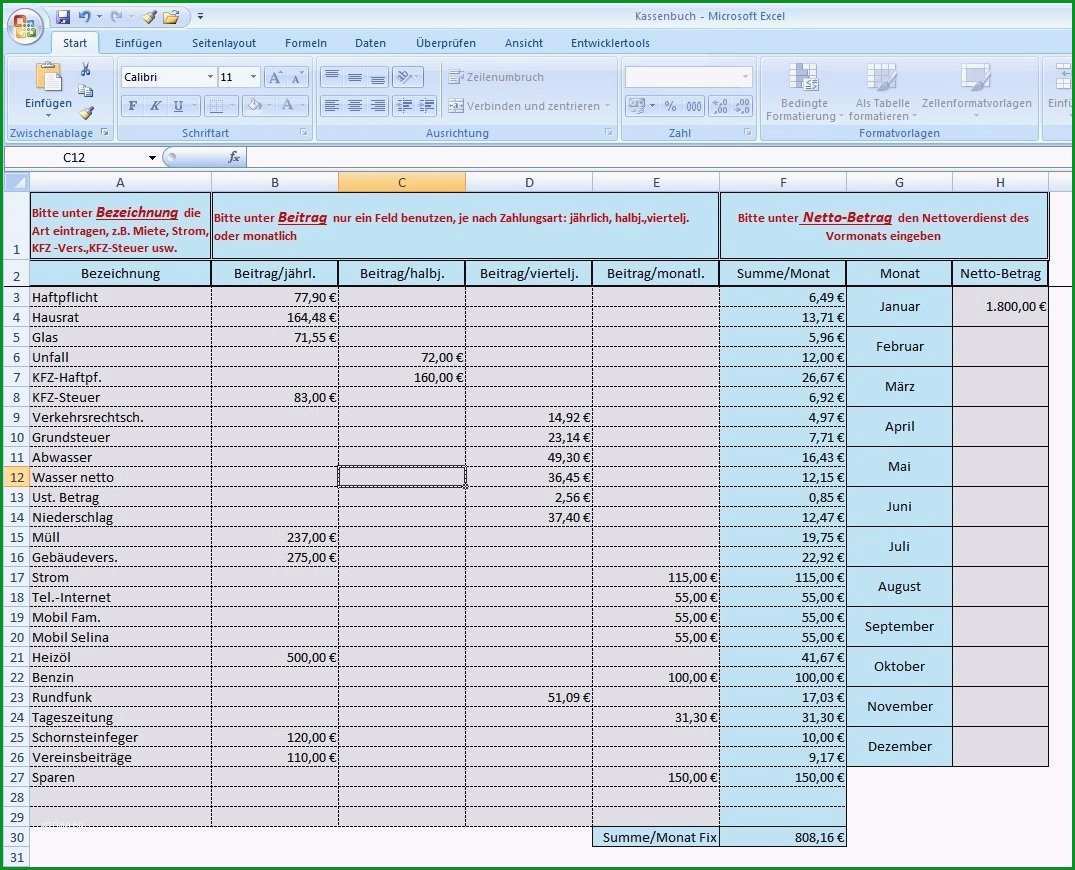 haushaltsbuch excel vorlage