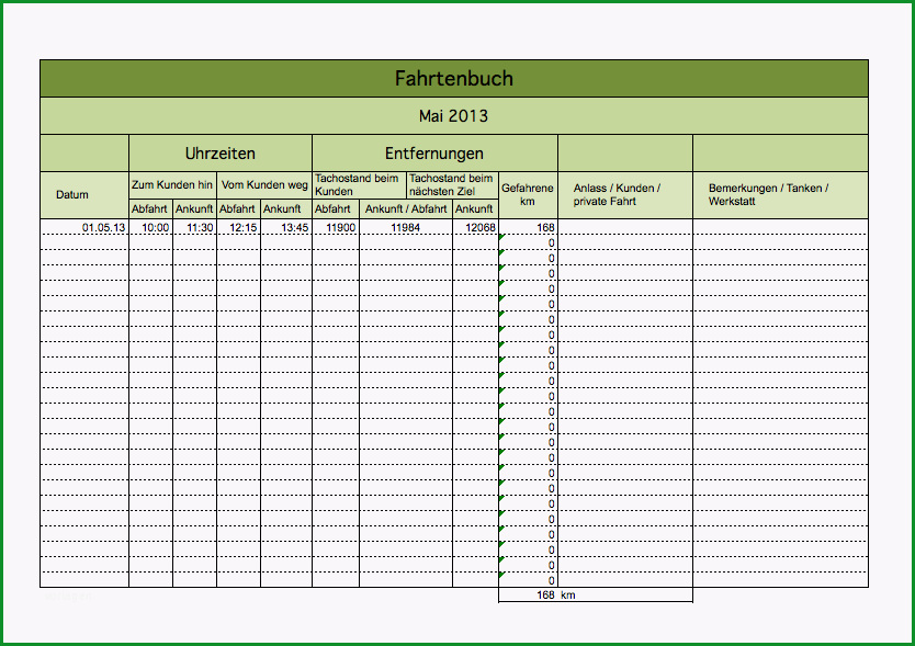 elektronisches fahrtenbuch als excel vorlagen