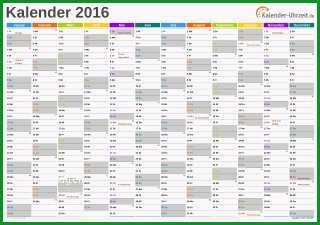 excel Monatskalender 2016 Excel Farben