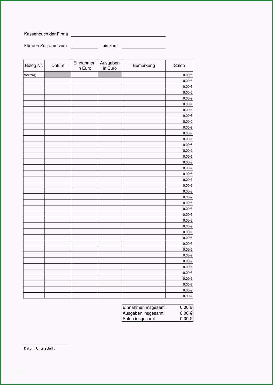 kassenbuch excel vorlage