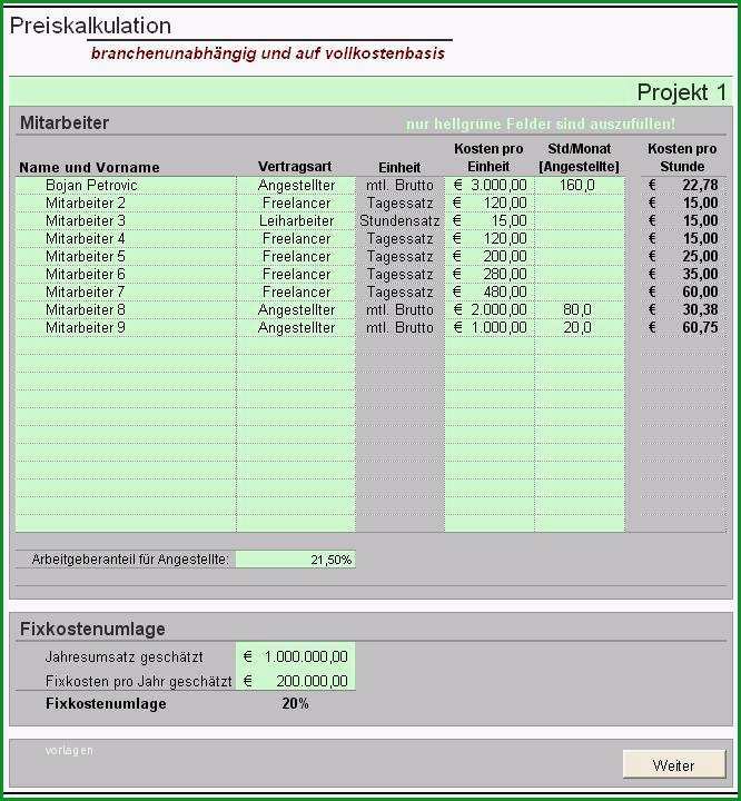 Preiskalkulation