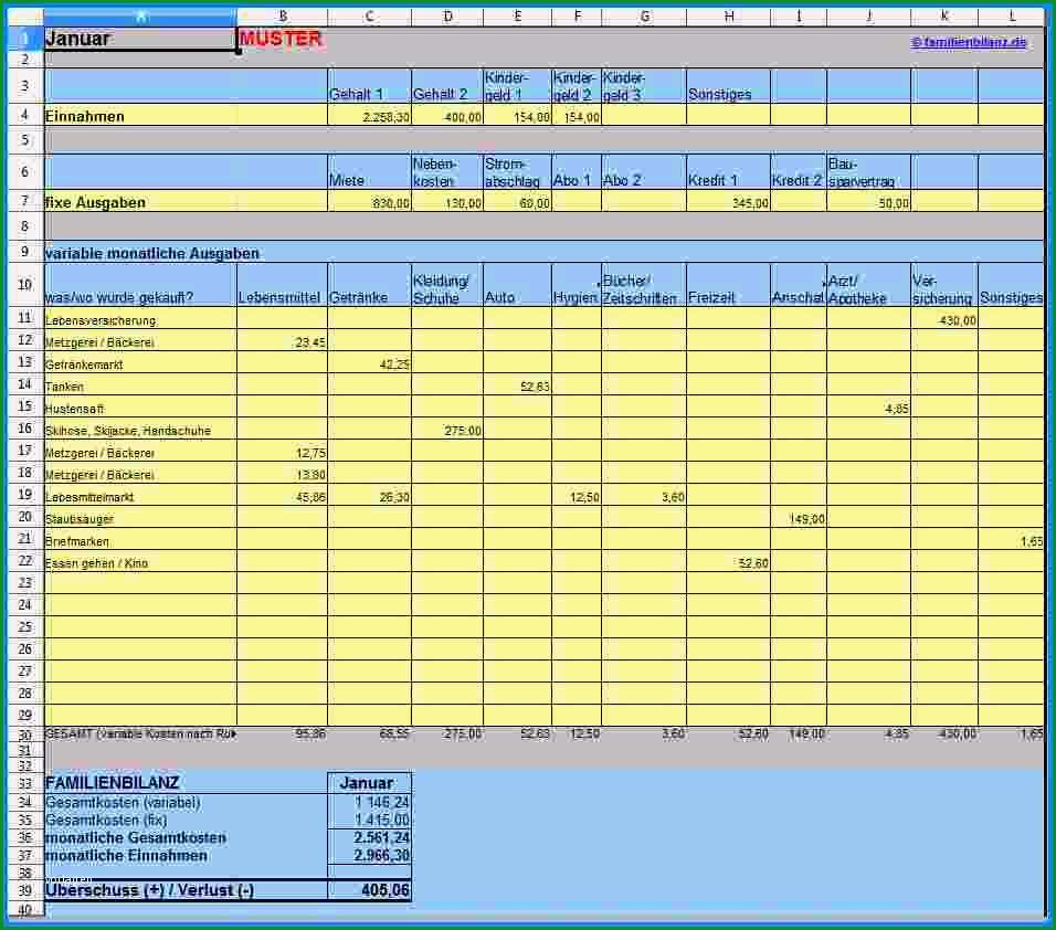 excel vorlage haushaltsplan