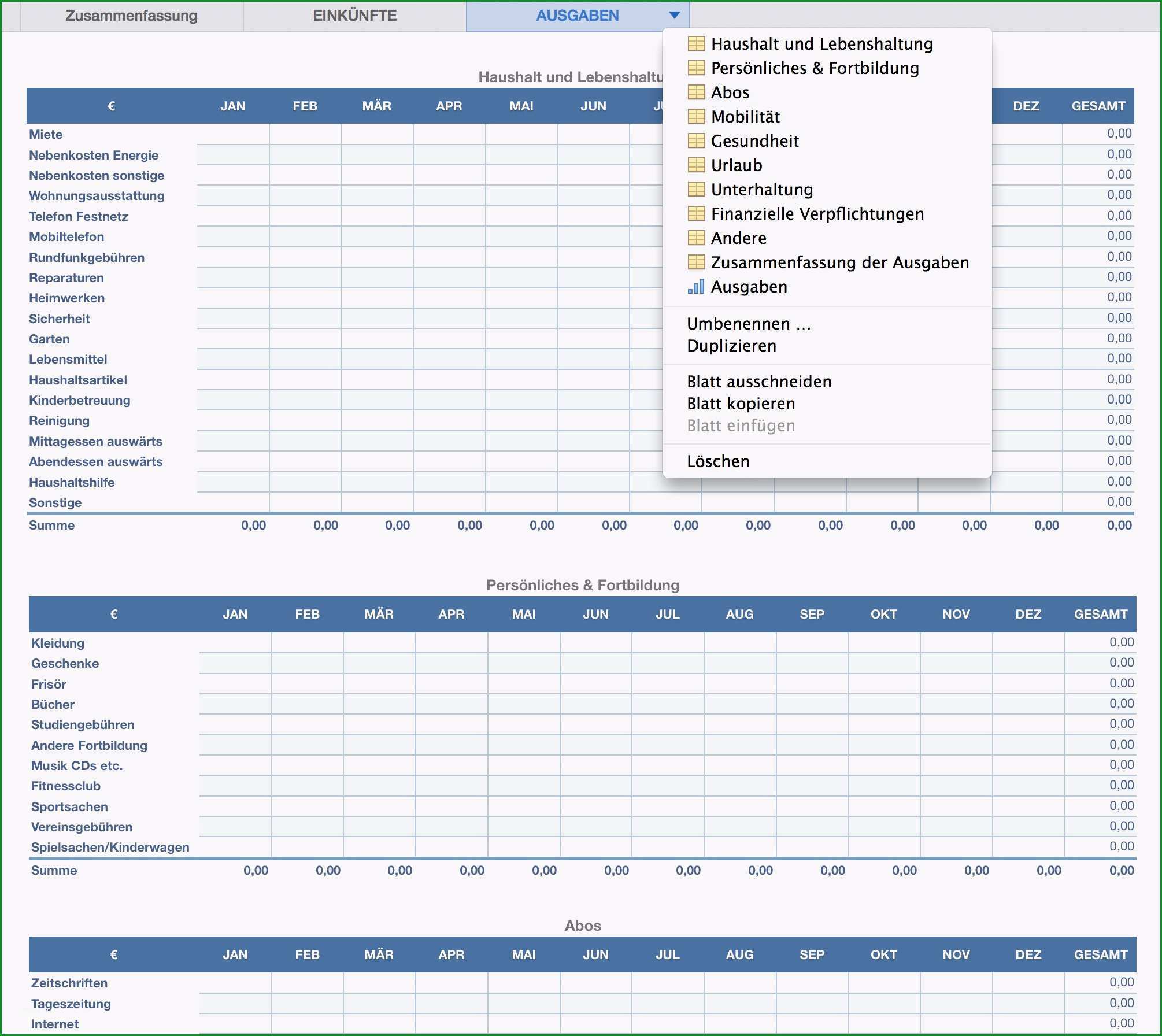 excel vorlage nebenkosten kostenlos