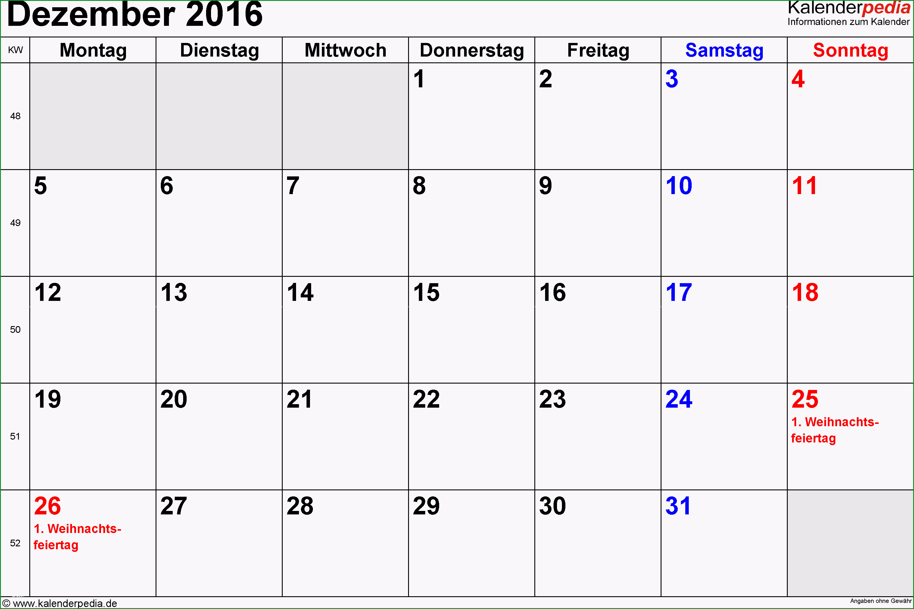 kalender dezember 2016 excel vorlagen
