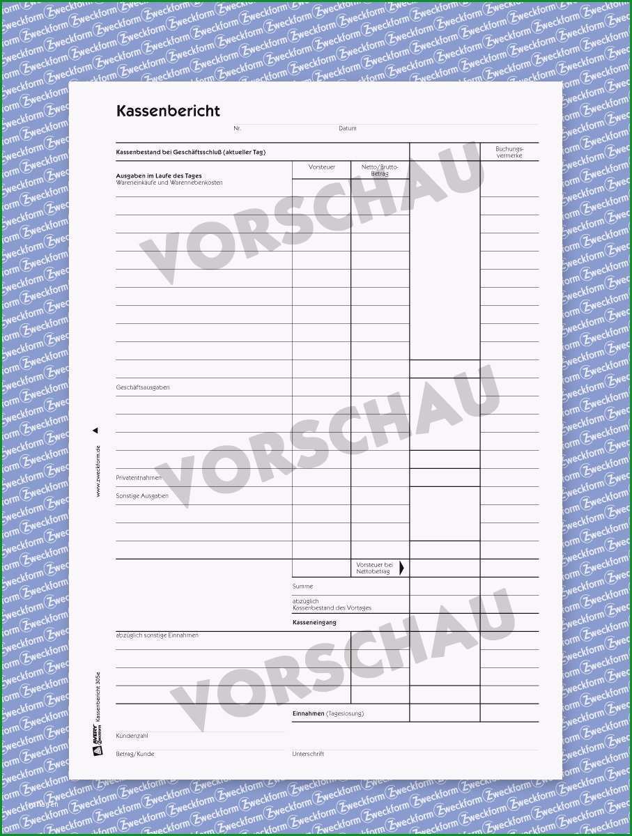 Außergewöhnlich Kassenbericht Muster formular Zum Download