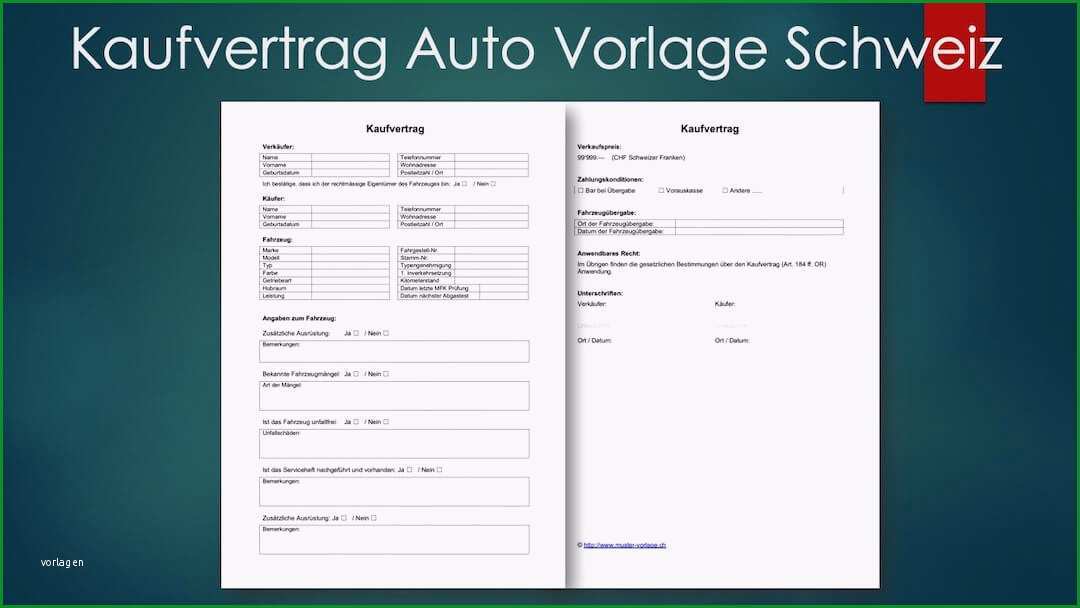 kaufvertrag auto vorlage