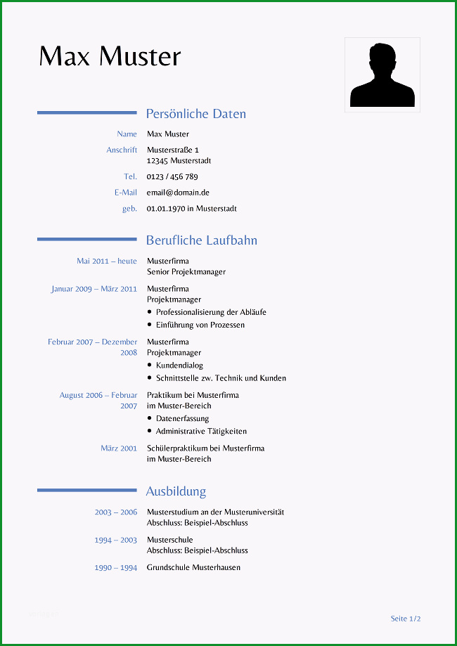 lebenslauf formular zum ausdrucken