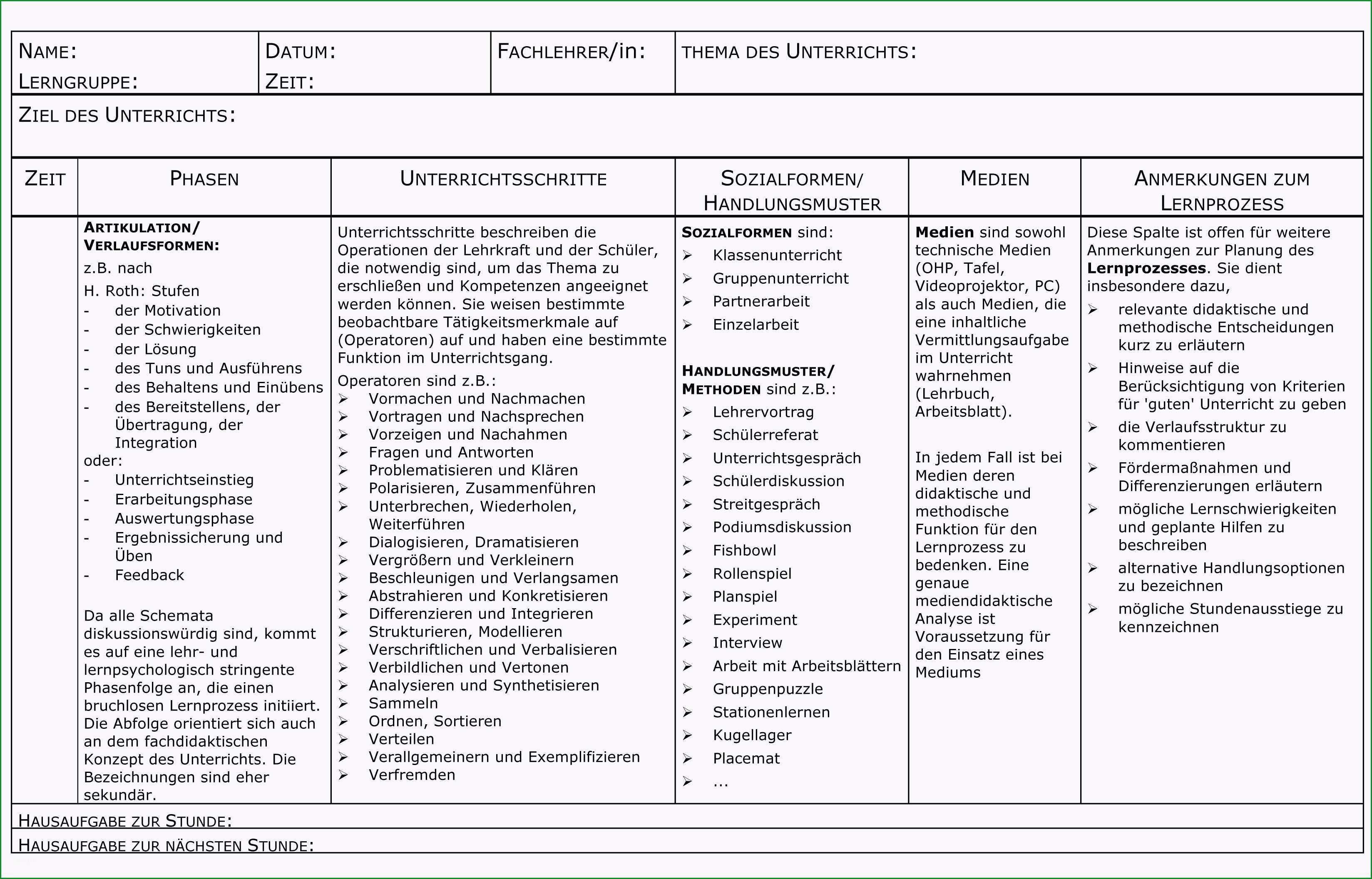 15 Sensationell Unterrichtsentwurf Vorlage Kostenlos Für Sie 2