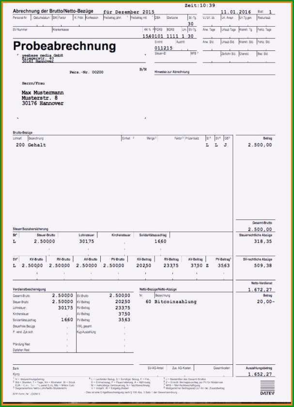 lohnabrechnung muster