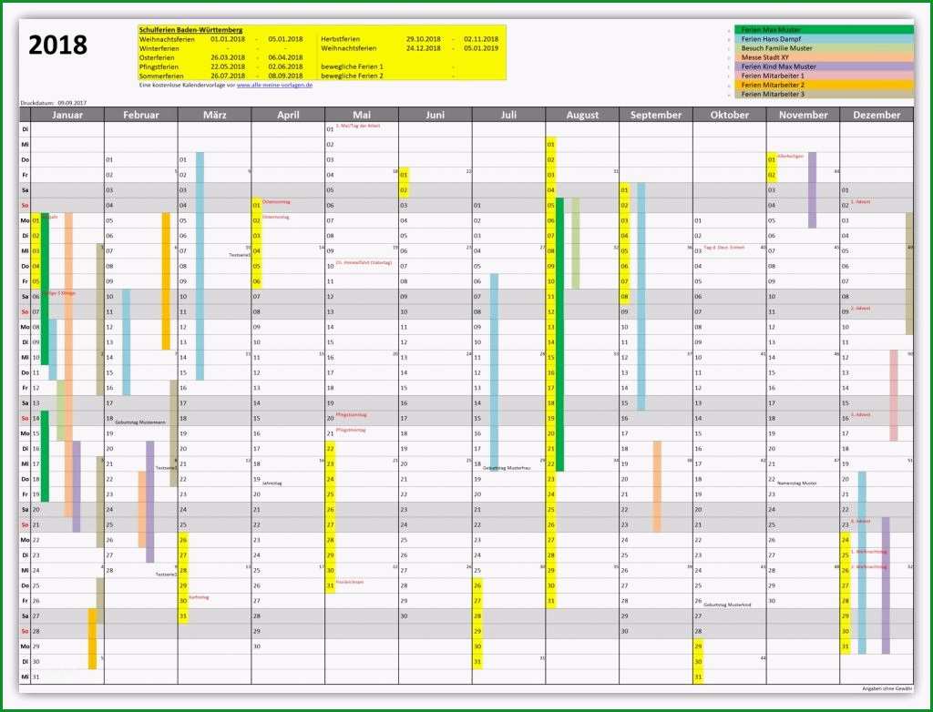 Fantastisch Excel Vorlage Kalender Im Jahr 2019 1