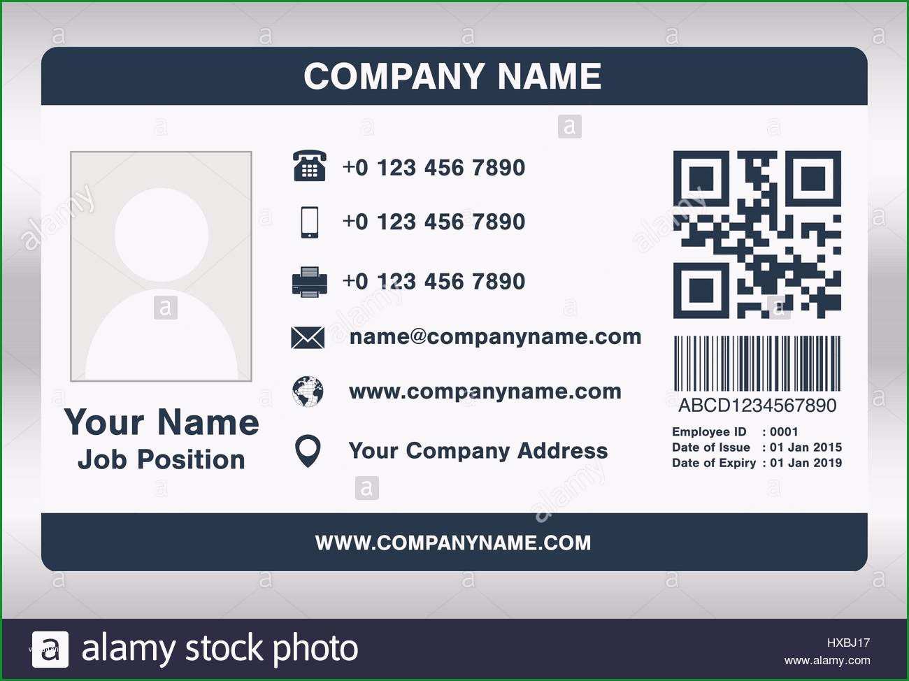 mitarbeiterausweis vorlage simple blue employee id card template vector stock vector