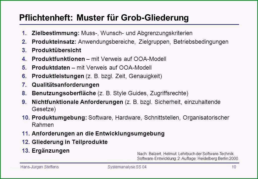 pflichtenheft projektmanagement vorlage einzigartig 2 vorlesung ansatze der systemanalyse strukturierte