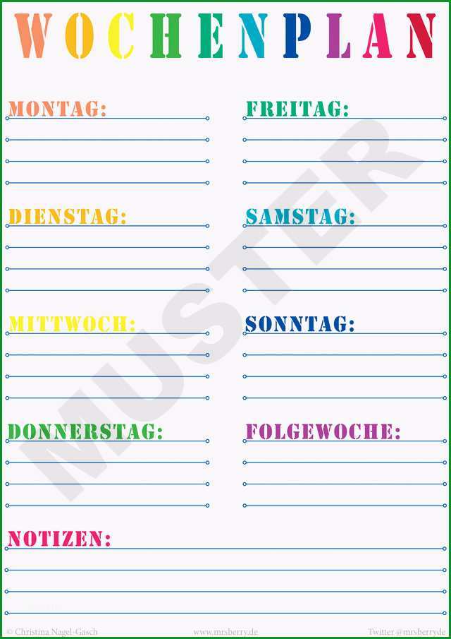 Außergewöhnlich Printable Wochenplan Zum Kostenlosen Download