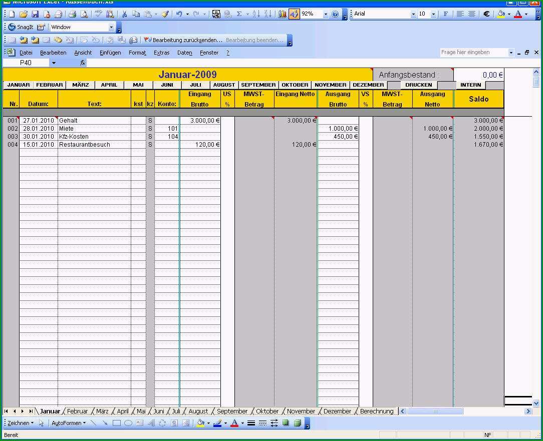 kassenbuch in excel