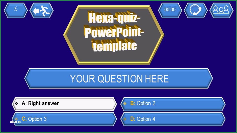 powerpoint quiz template hexa