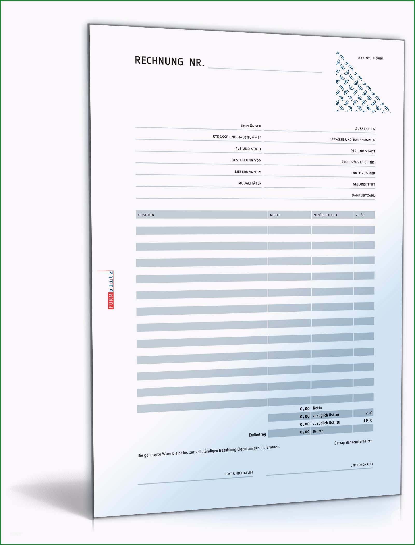 rechnung netto mit ueberweisungstraeger zahlschein