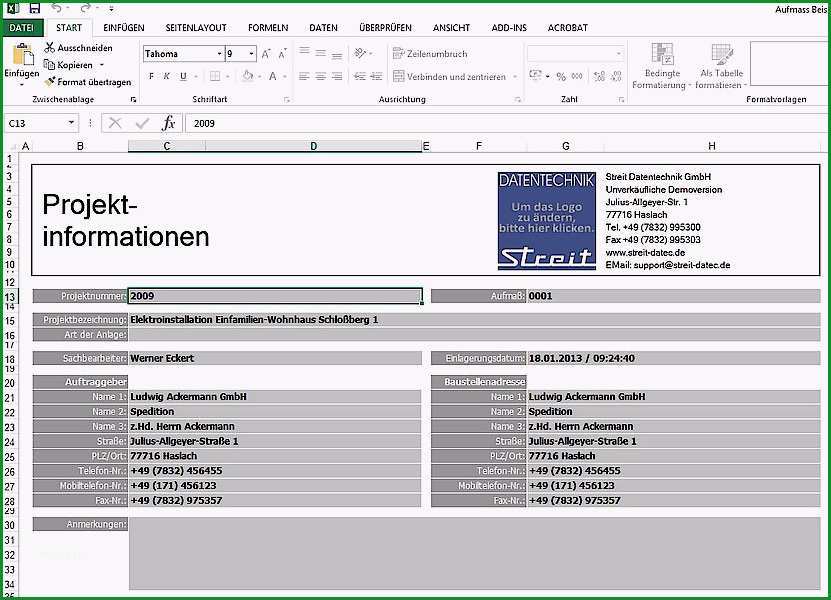 regiebericht vorlage excel