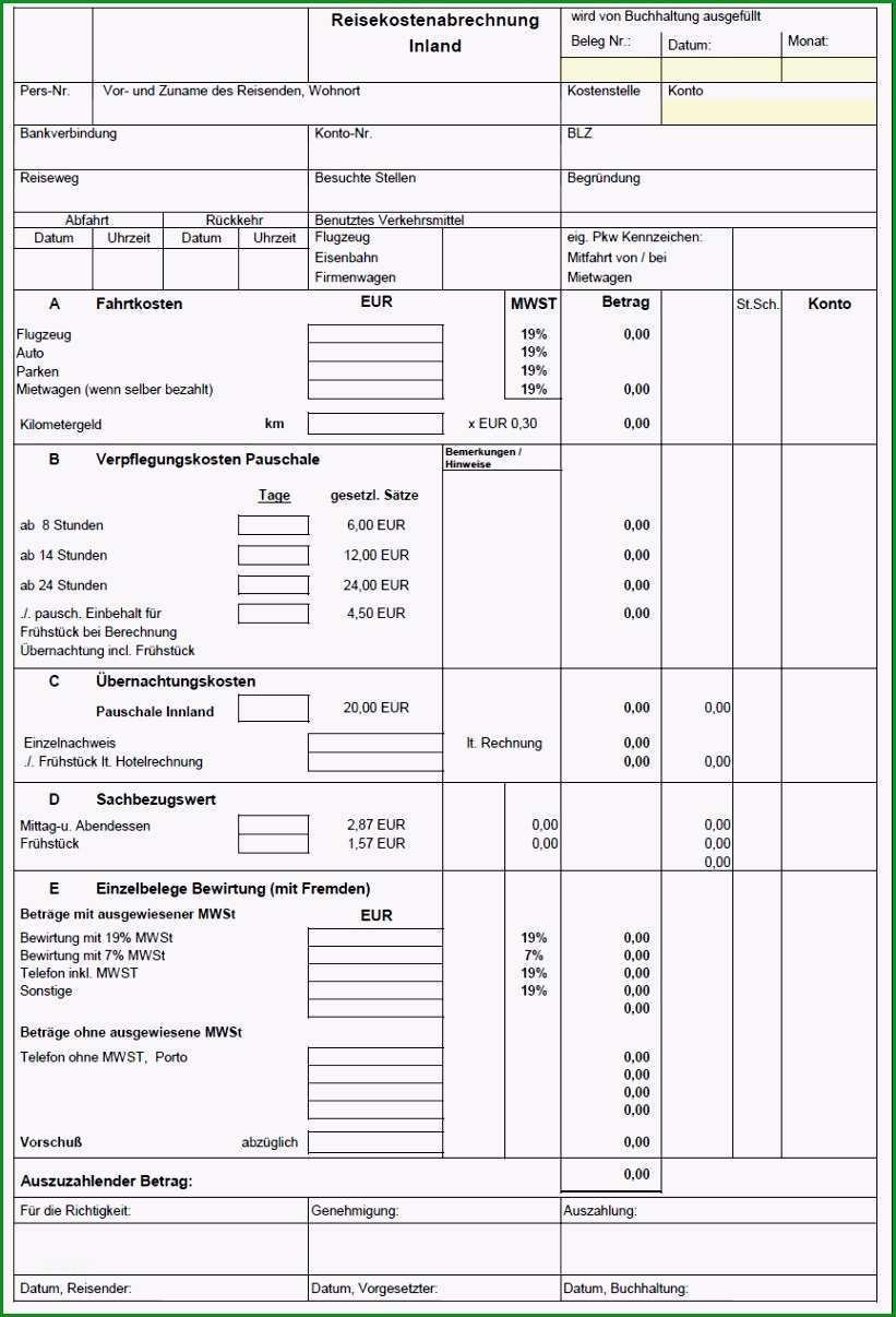 reisekosten vorlage excel