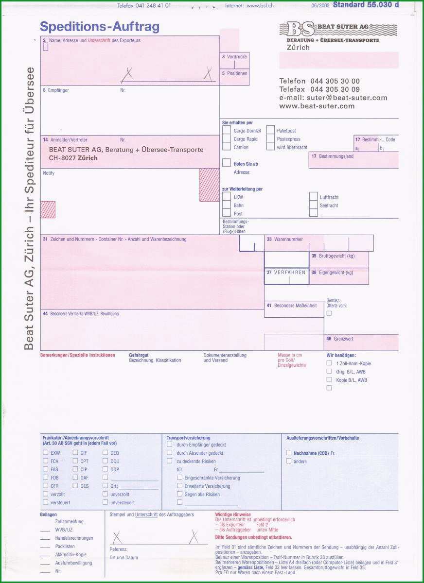Außergewöhnlich Speditionsauftrag Vorlage – Javap Produktsuche