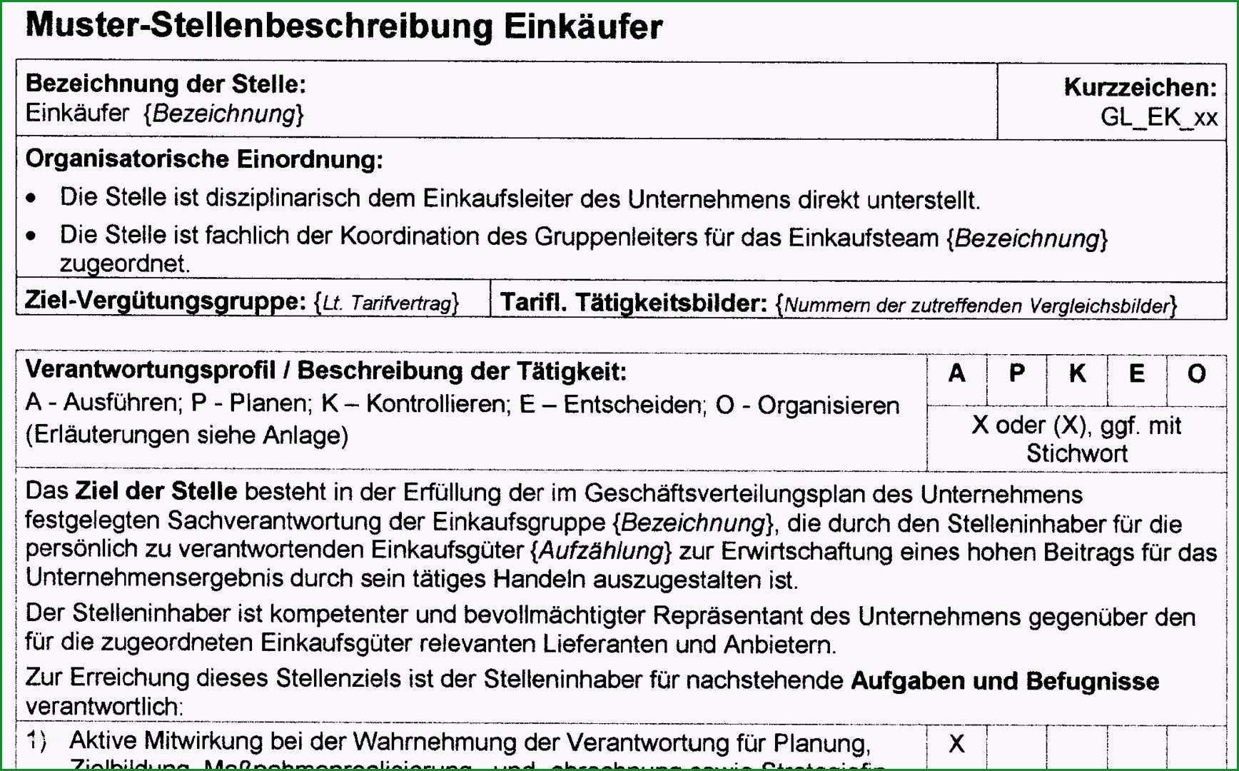 stellenbeschreibung vorlage word luxus stellenbeschreibung einkaufer