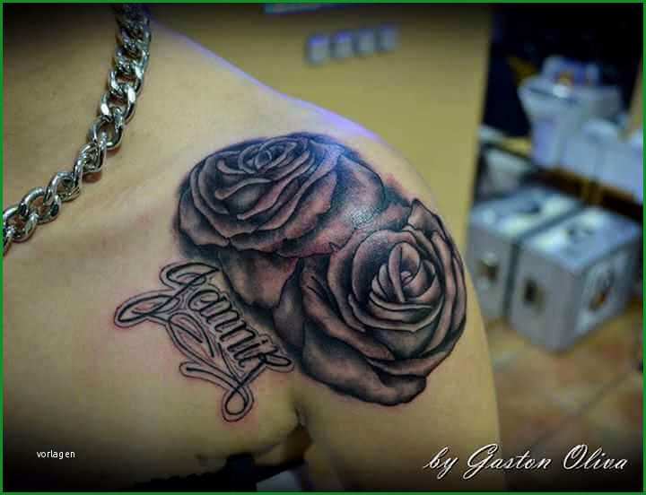 schulter tattoo zwei rosen mit namen