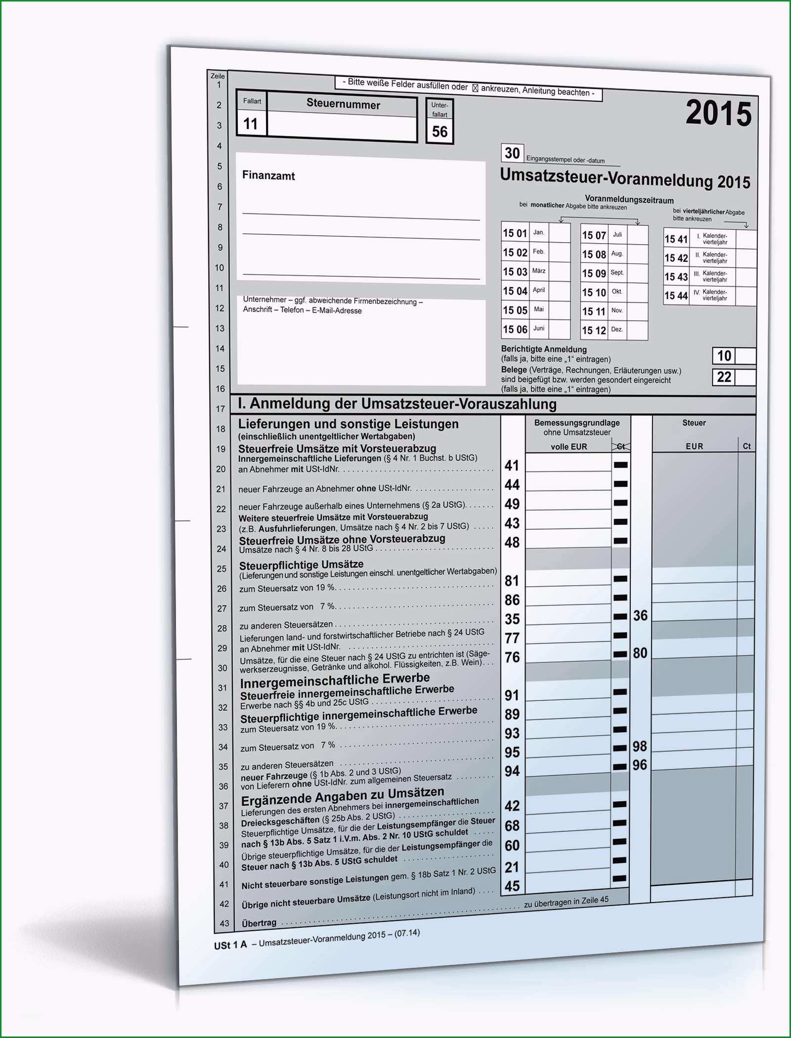 umsatzsteuer voranmeldung 2015