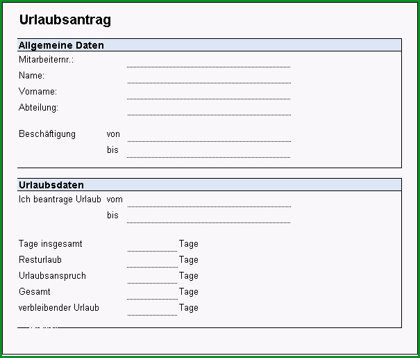 urlaubsantrag excel