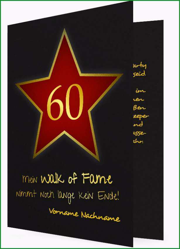 Vorlage Einladungskarte 60 Geburtstag Walk of fame 1080