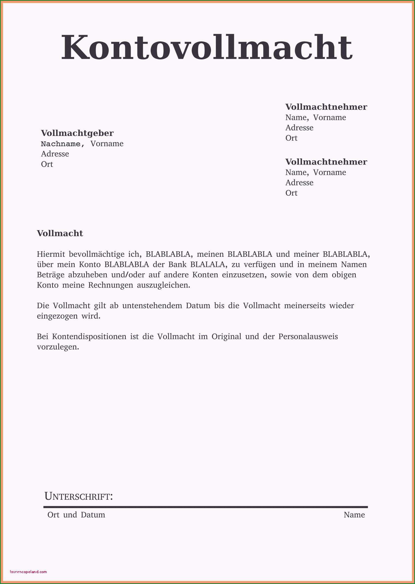 vorlage fsj bewerbung vollmacht bank muster 2