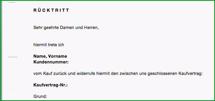 vorlage ruecktritt vom kauf widerruf word