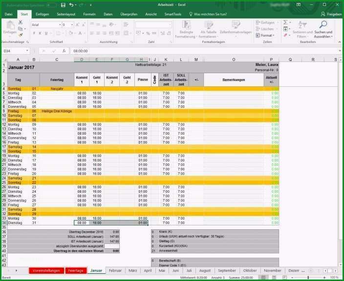Außergewöhnlich Zeiterfassung Excel Vorlage Kostenlos 2016 Cool Erfreut