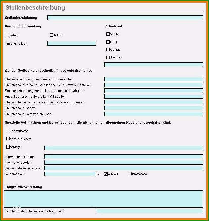 11 stellenbeschreibung vorlage excel kostenlos