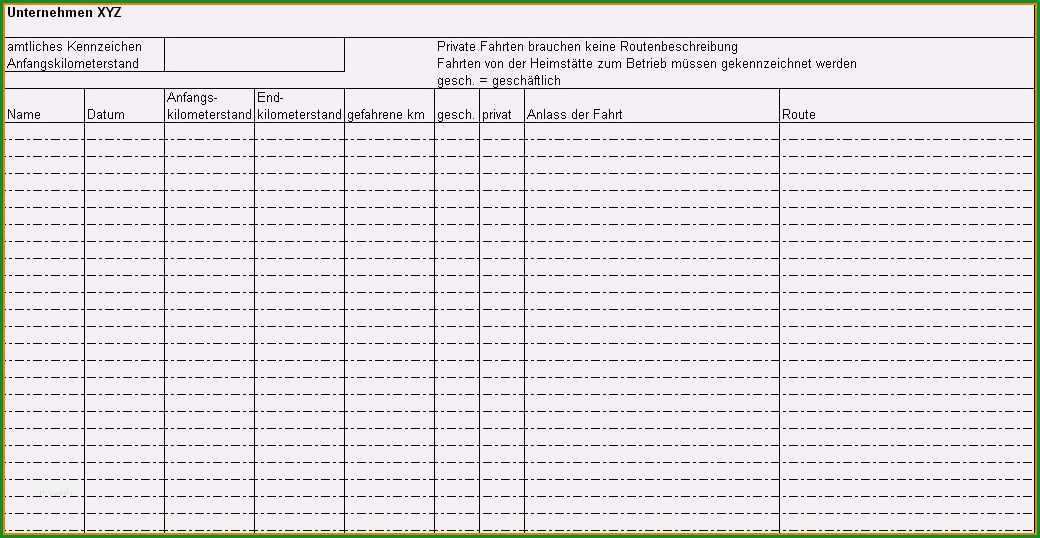 12 fahrtenbuch vorlage pdf kostenlos