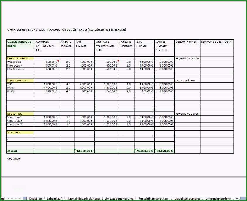 umsatzplanung excel vorlage nadix2