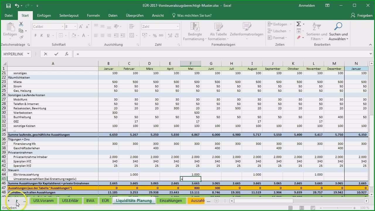 7 liquiditatsplanung excel vorlage kostenlos