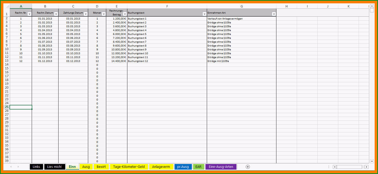 9 einnahmen ausgaben excel vorlage kleinunternehmer