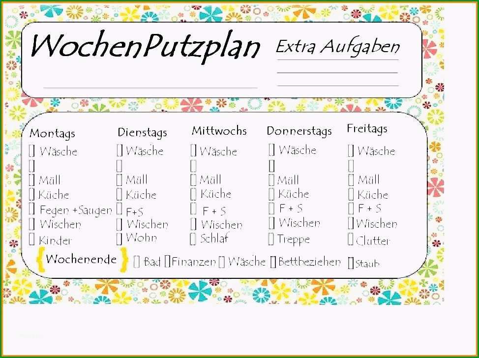 9 putzplan familie vorlage