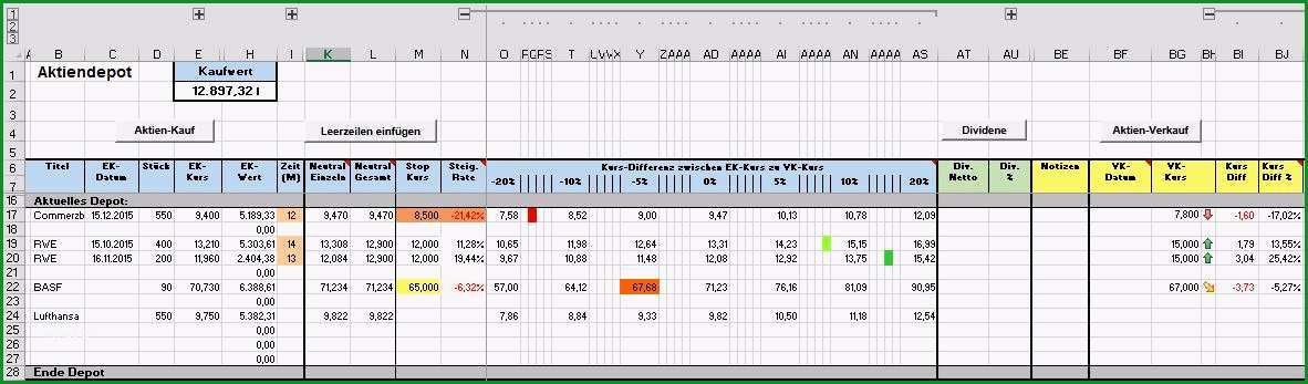 Aktiendepot in Excel verwalten