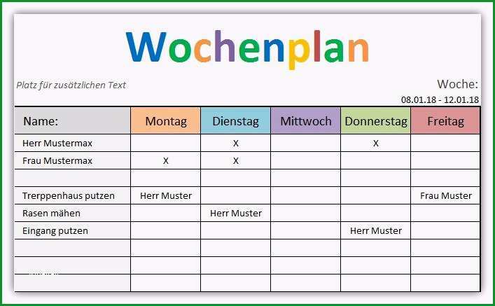 arbeitsplan vorlage excel