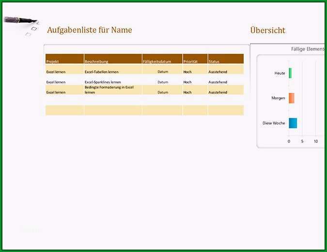 aufgabenliste excel vorlage