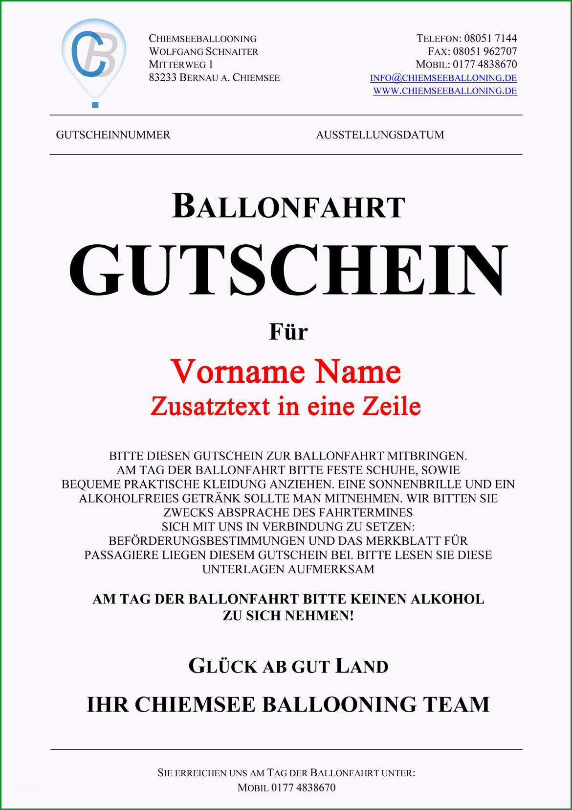 ballonfahrt gutschein eine person