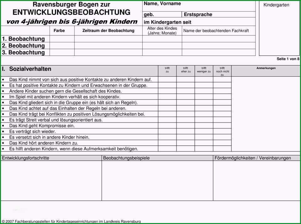 beobachtungsbogen krippe vorlage einzigartig ravensburger bogen zur entwicklungsbeobachtung von 4