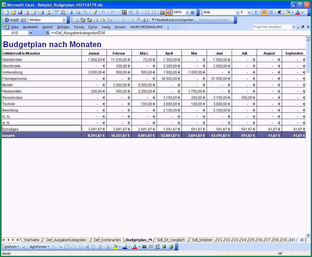 bud planung excel