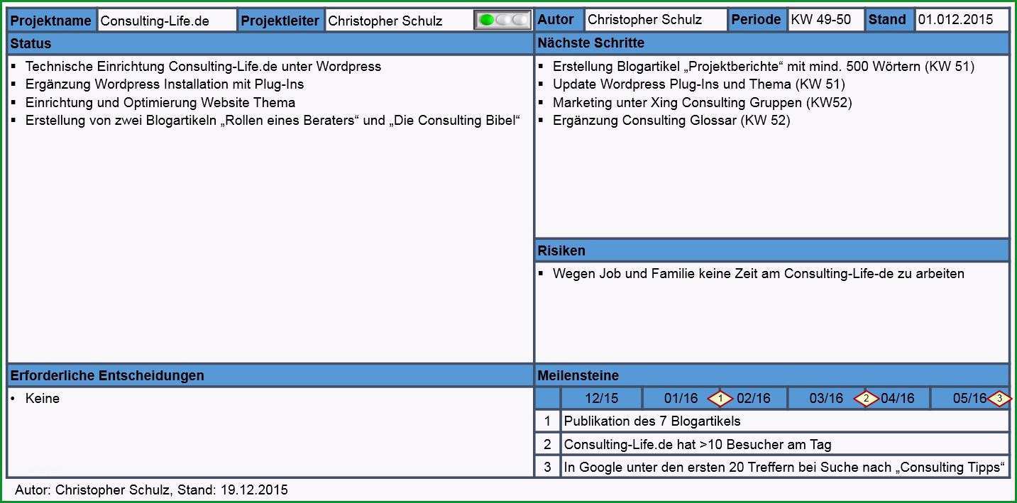 der projektbericht den status eines vorhabens kommunizieren