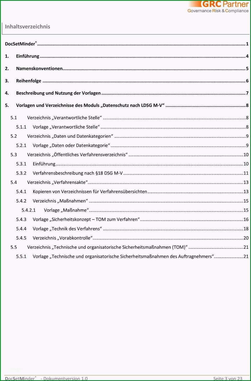 Docsetminder modul datenschutz ldsg m v dokumentationsleitfaden dsm handbuch nr 004