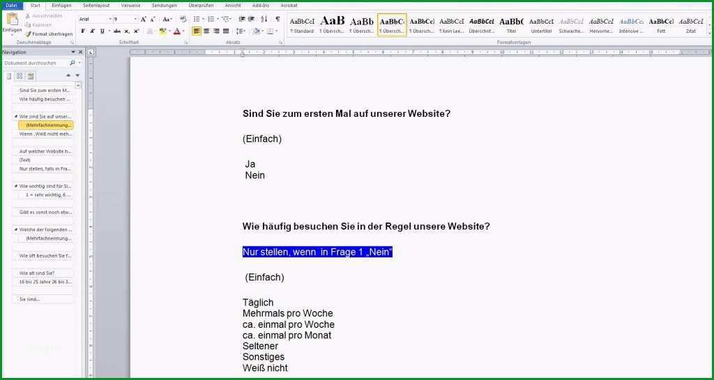 fragebogen erstellen word