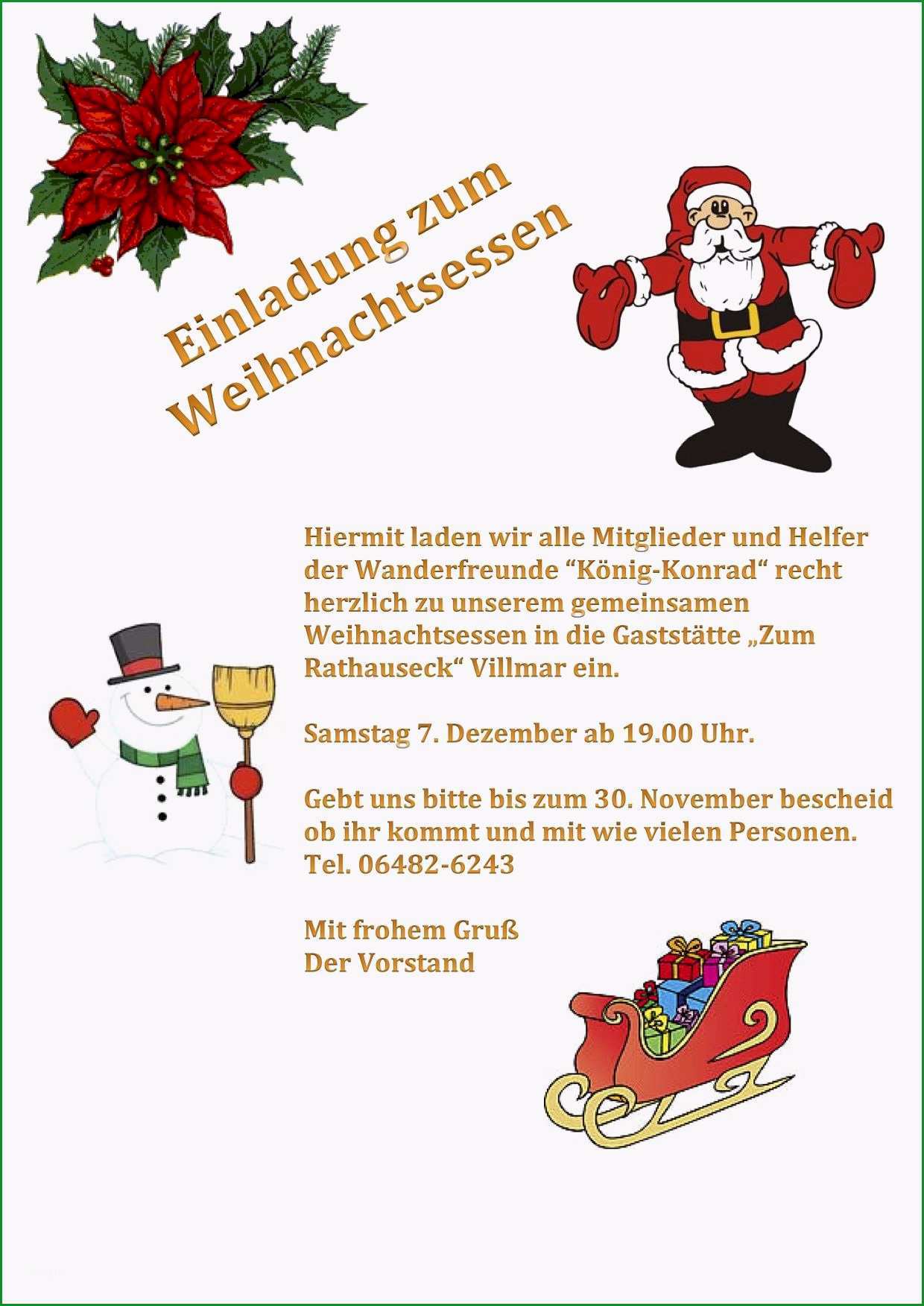 Einladung Weihnachtsfeier Vorlage Word Kostenlos Vorlagen