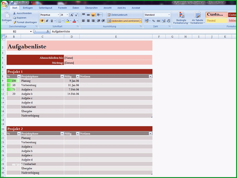 excel aufgabenliste vorlage